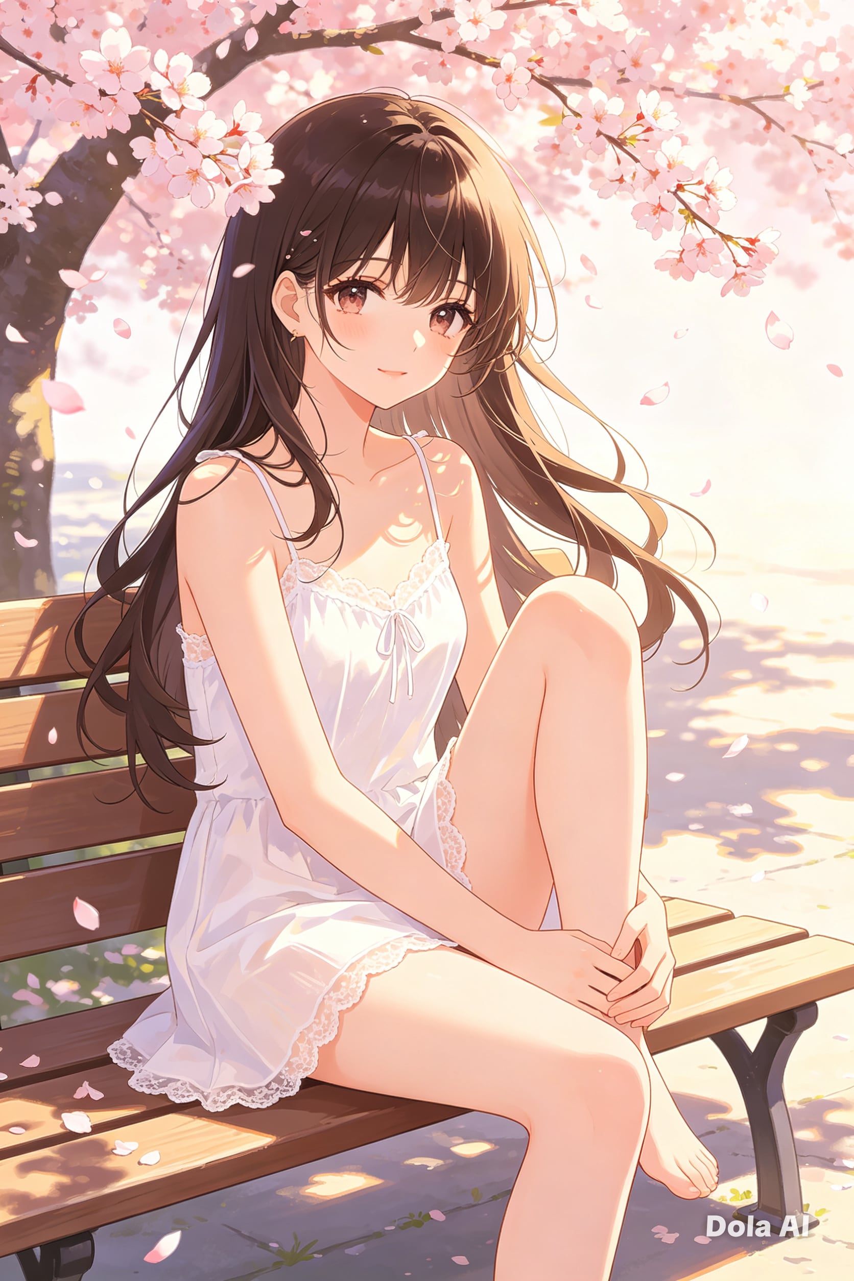 女の子、アニメ風のイラスト、キャミソール