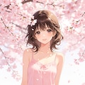 女の子、アニメ風のイラスト、キャミソール 9枚目
