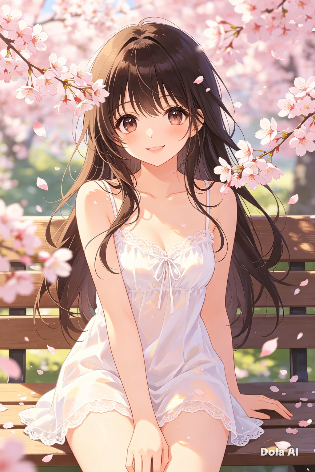 女の子、アニメ風のイラスト、キャミソール