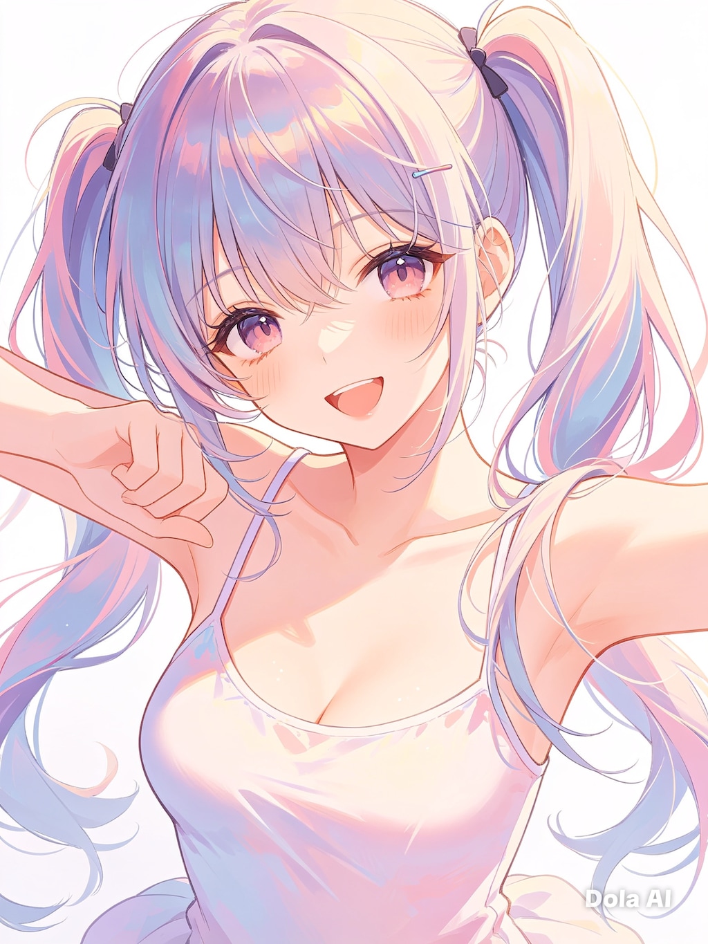 女の子、アニメ風のイラスト、キャミソール