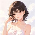 女の子、アニメ風のイラスト、キャミソール 6枚目