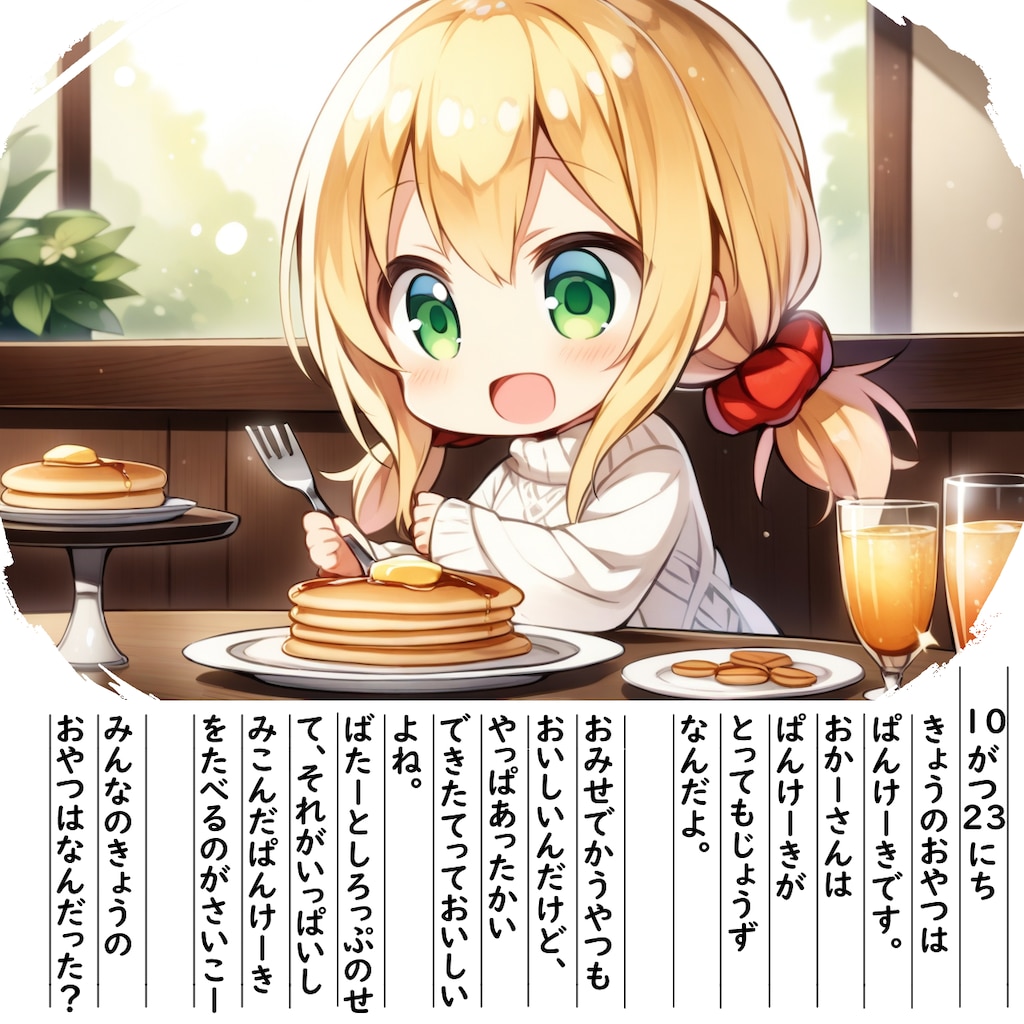 【絵日記】ぱんけーきおいしいよ