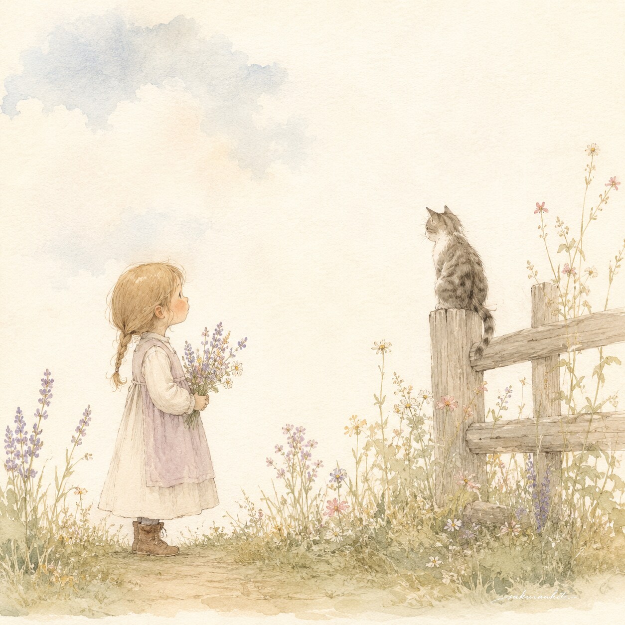 猫と花と