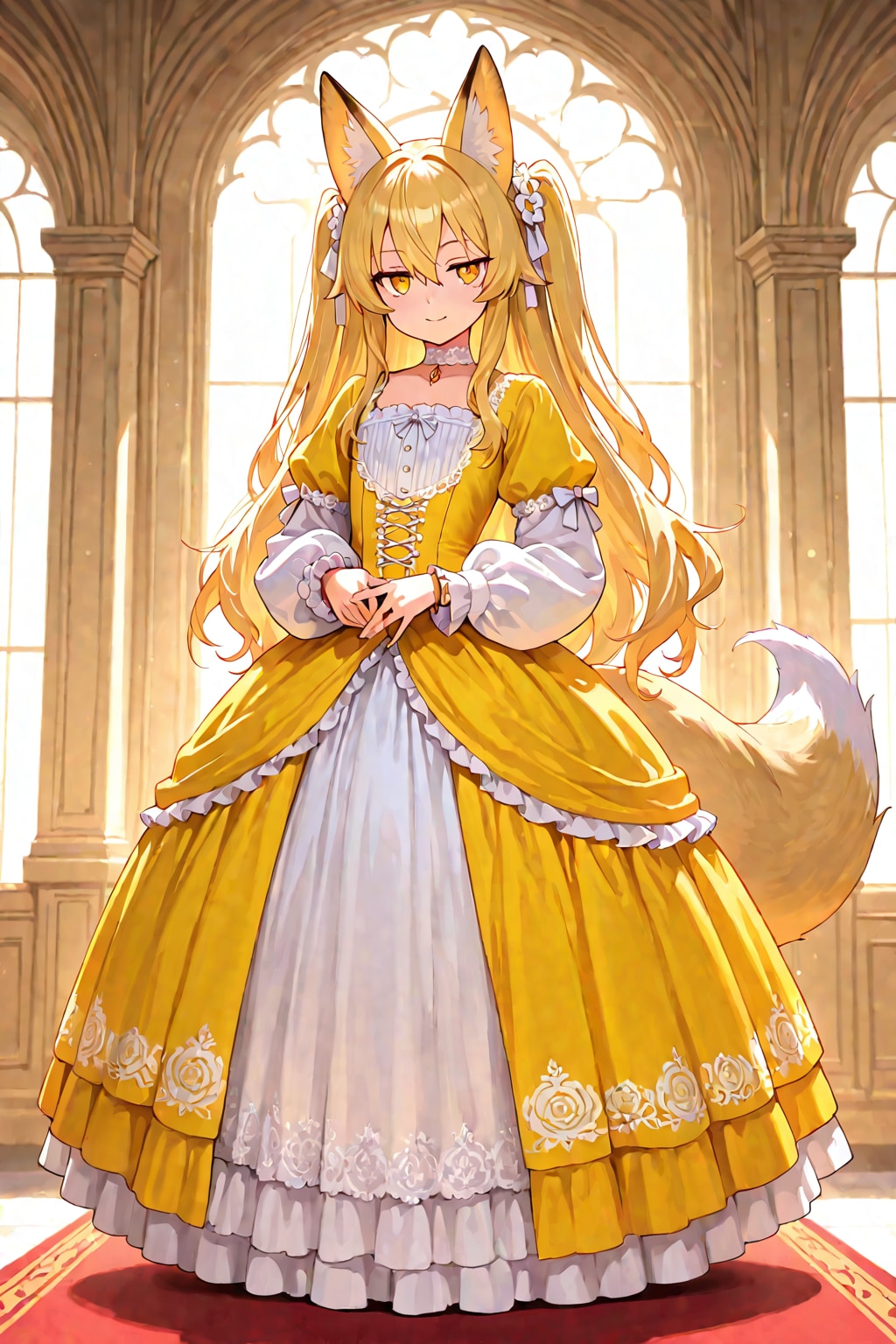 Mira in a frilly dress