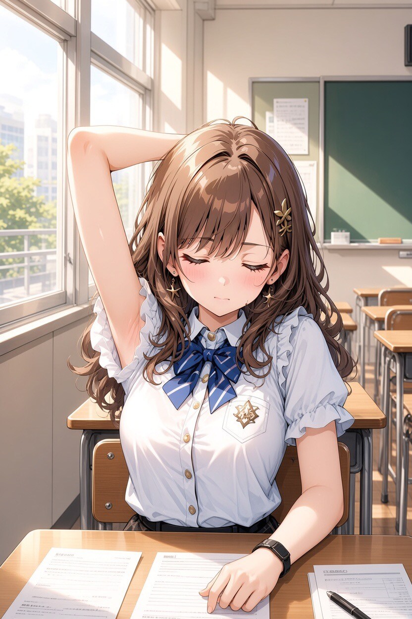 教室でうたたね | の人気AIイラスト・グラビア