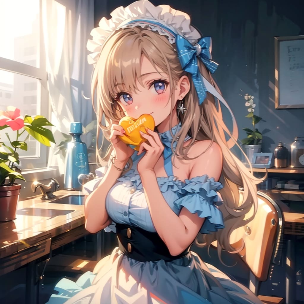 ハートのお菓子を持つ少女