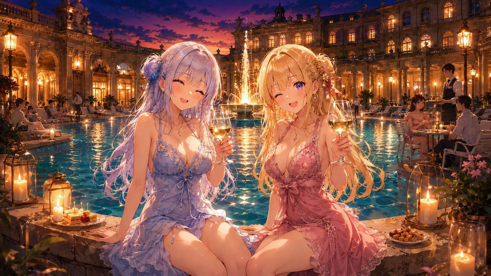 温泉リゾートの夜