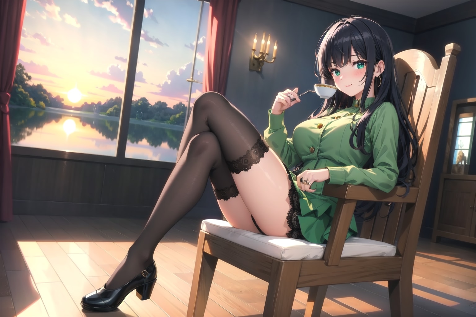 湖を見つつ