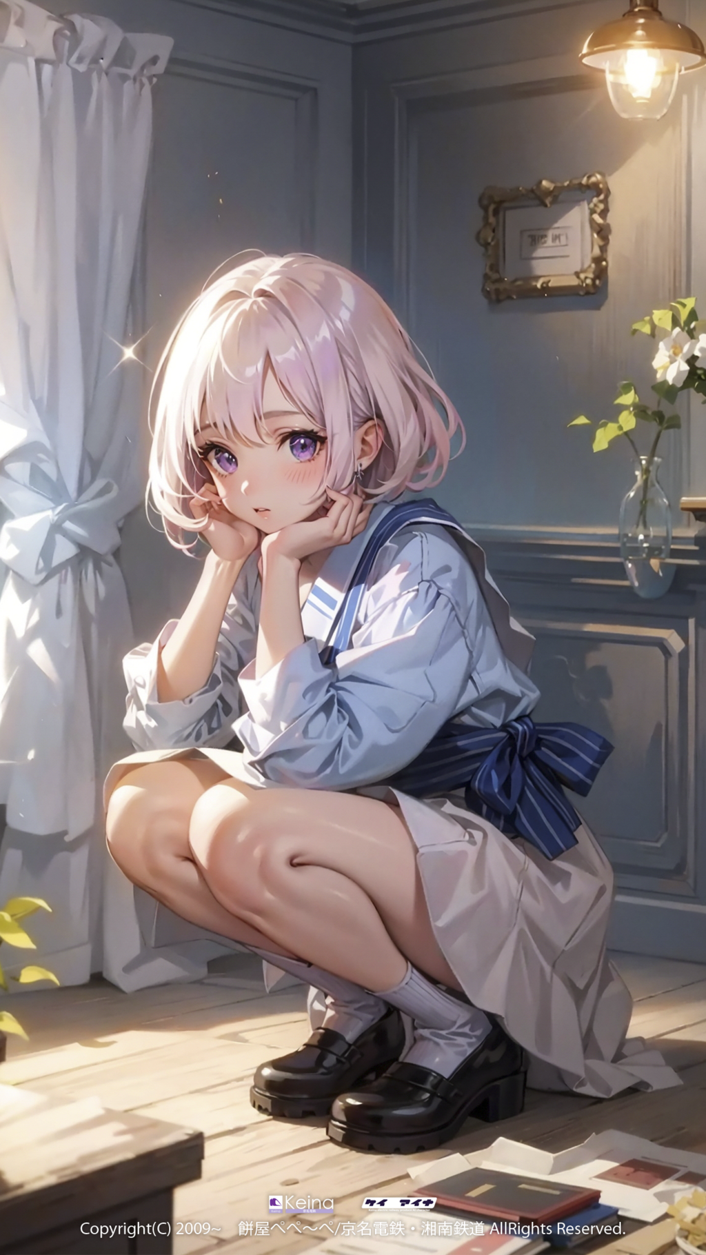 しゃがむ弊社キャラクター①【けい あいな】