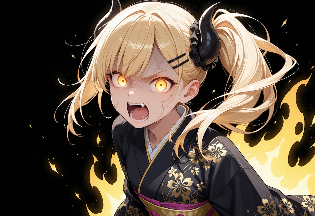 怒り顔の女鬼高生さん
