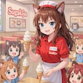 いぬみみようちえんの子たちにソフトクリームを食べさせるMeスガキ 4枚目