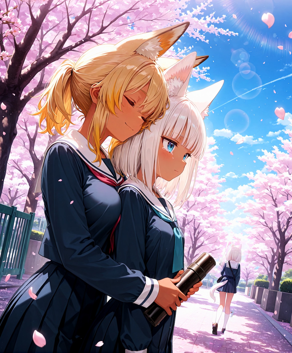 卒業する金狐と寂しい白狐ちゃん