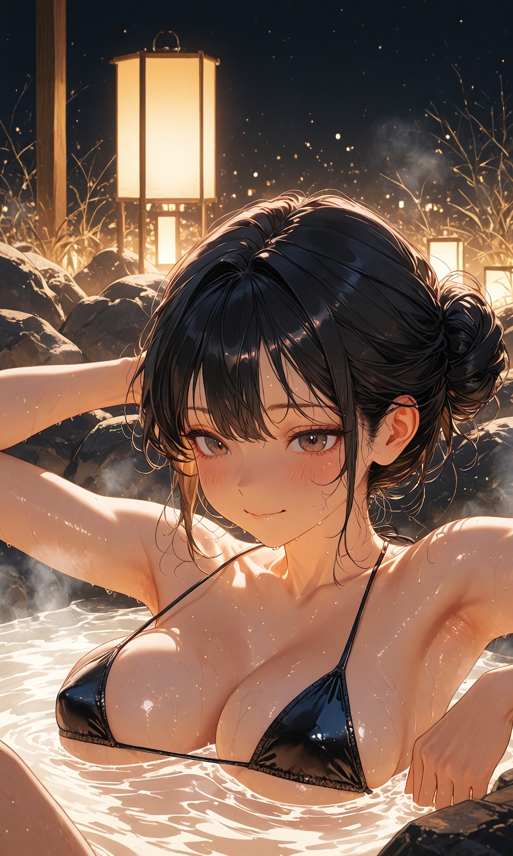 水着で露天風呂