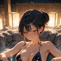 水着で露天風呂 4枚目