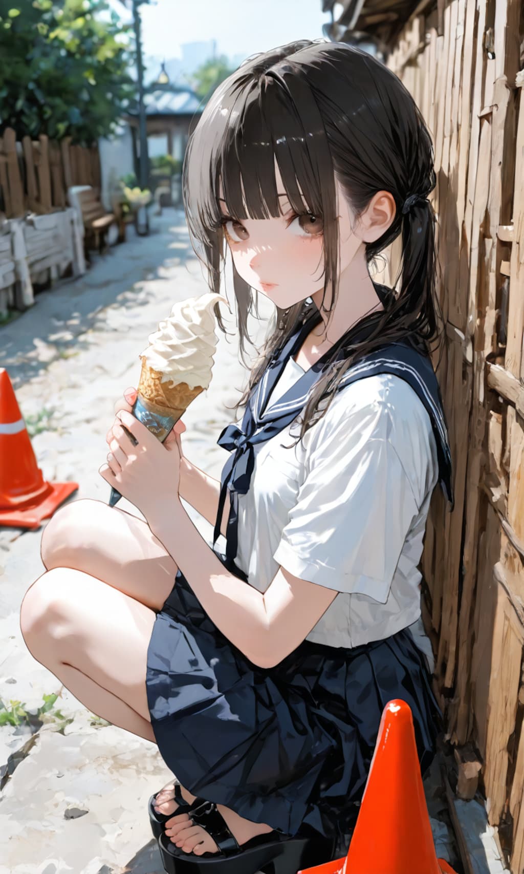 アイスを食べる子