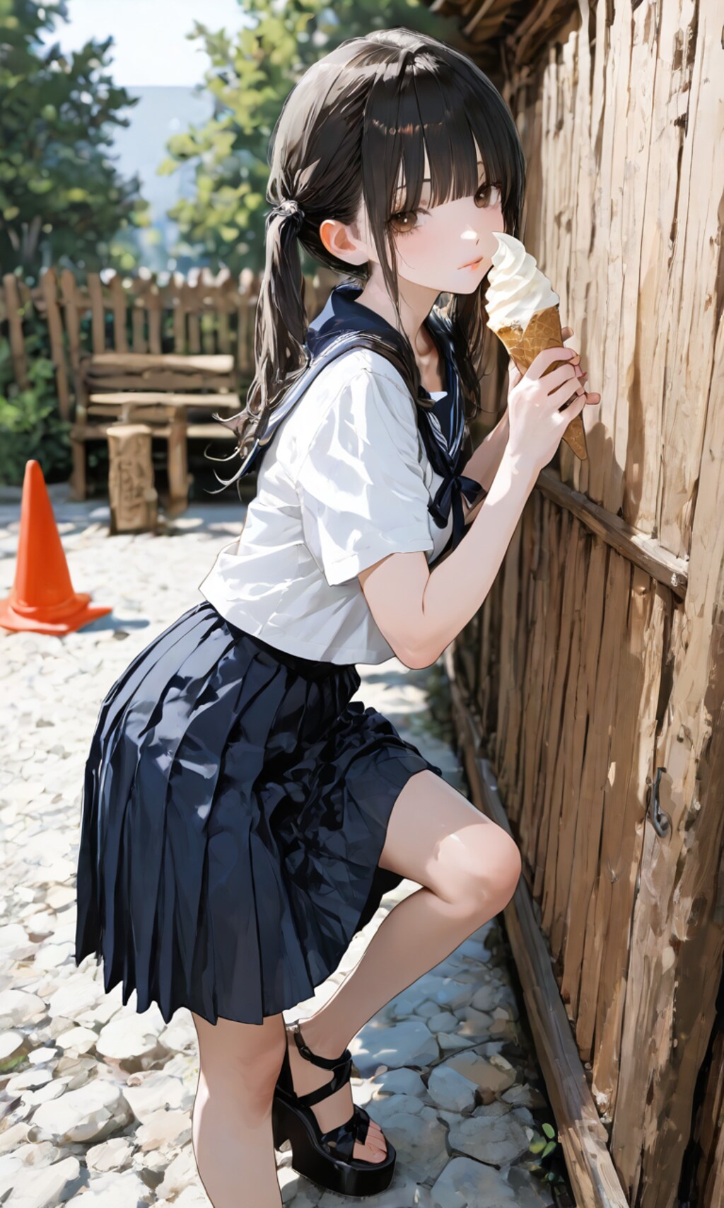 アイスを食べる子