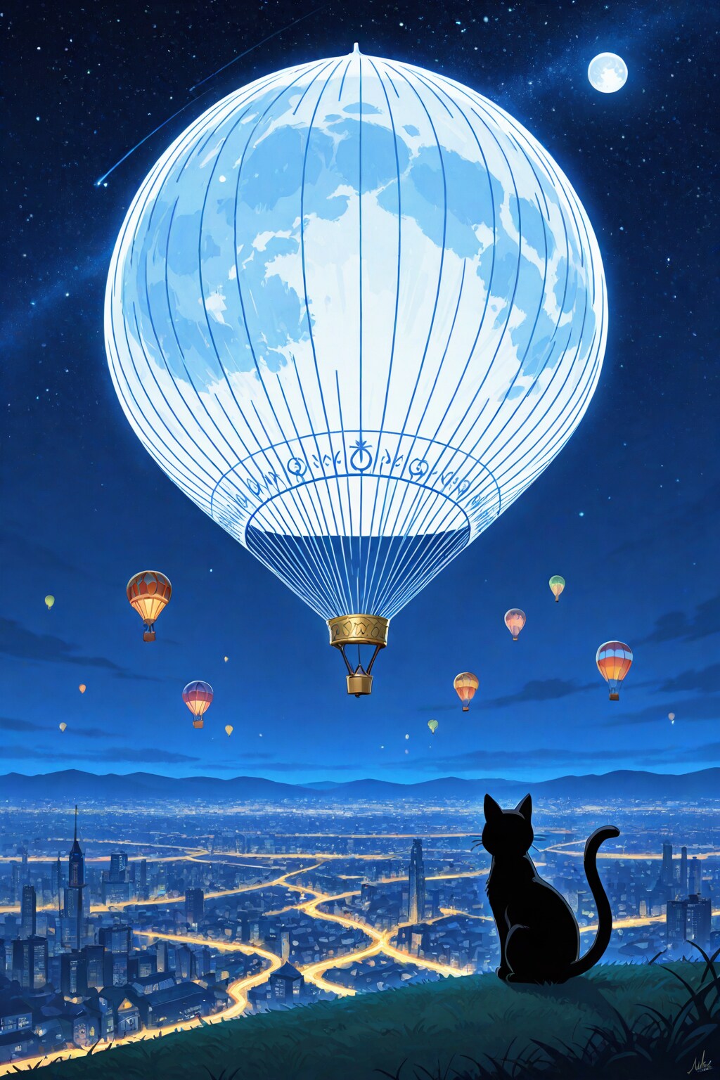 黒猫と気球