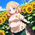 まりあちゃんとひまわり畑 2枚目