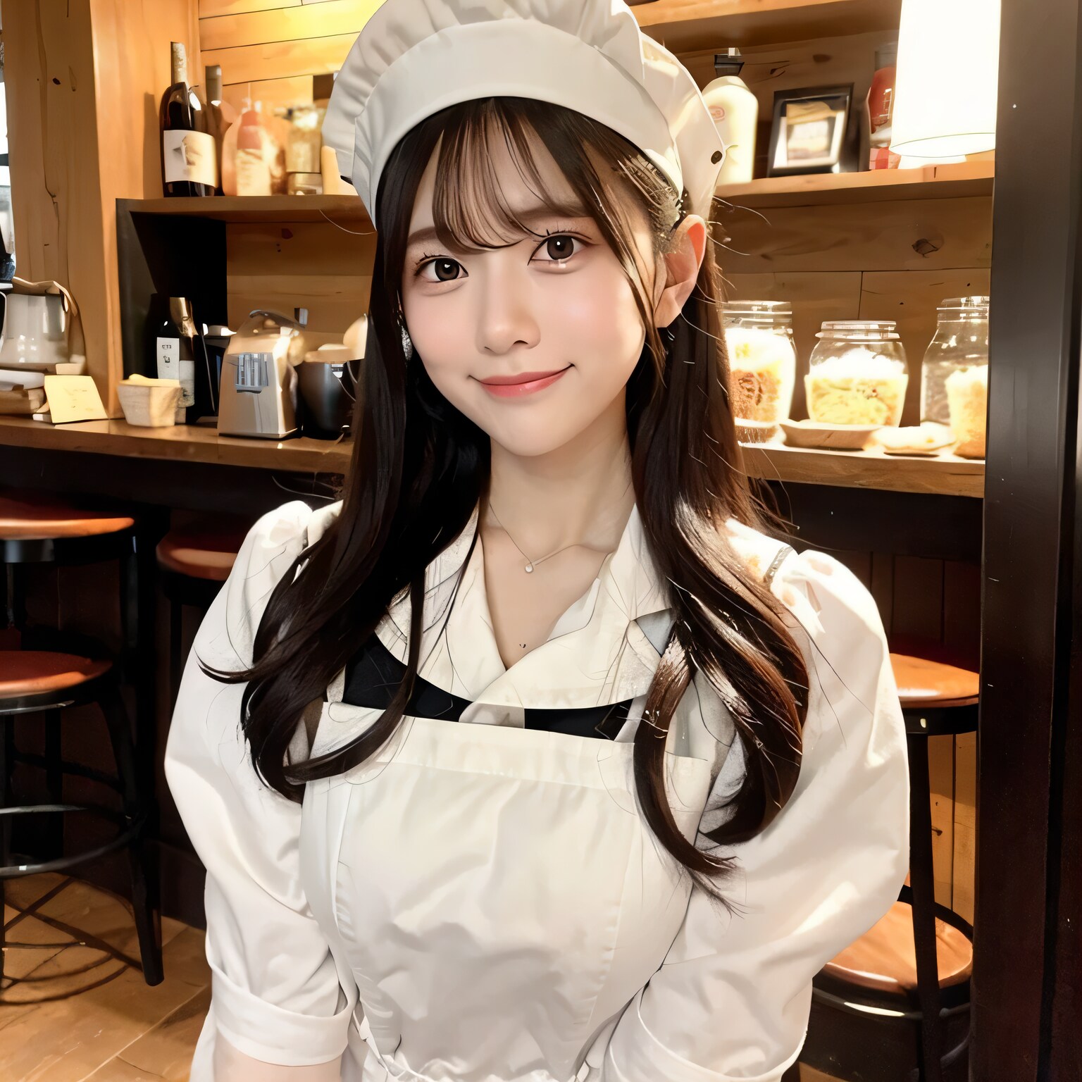 黒髪ロングでカフェの美女２５ | の人気AIイラスト・グラビア