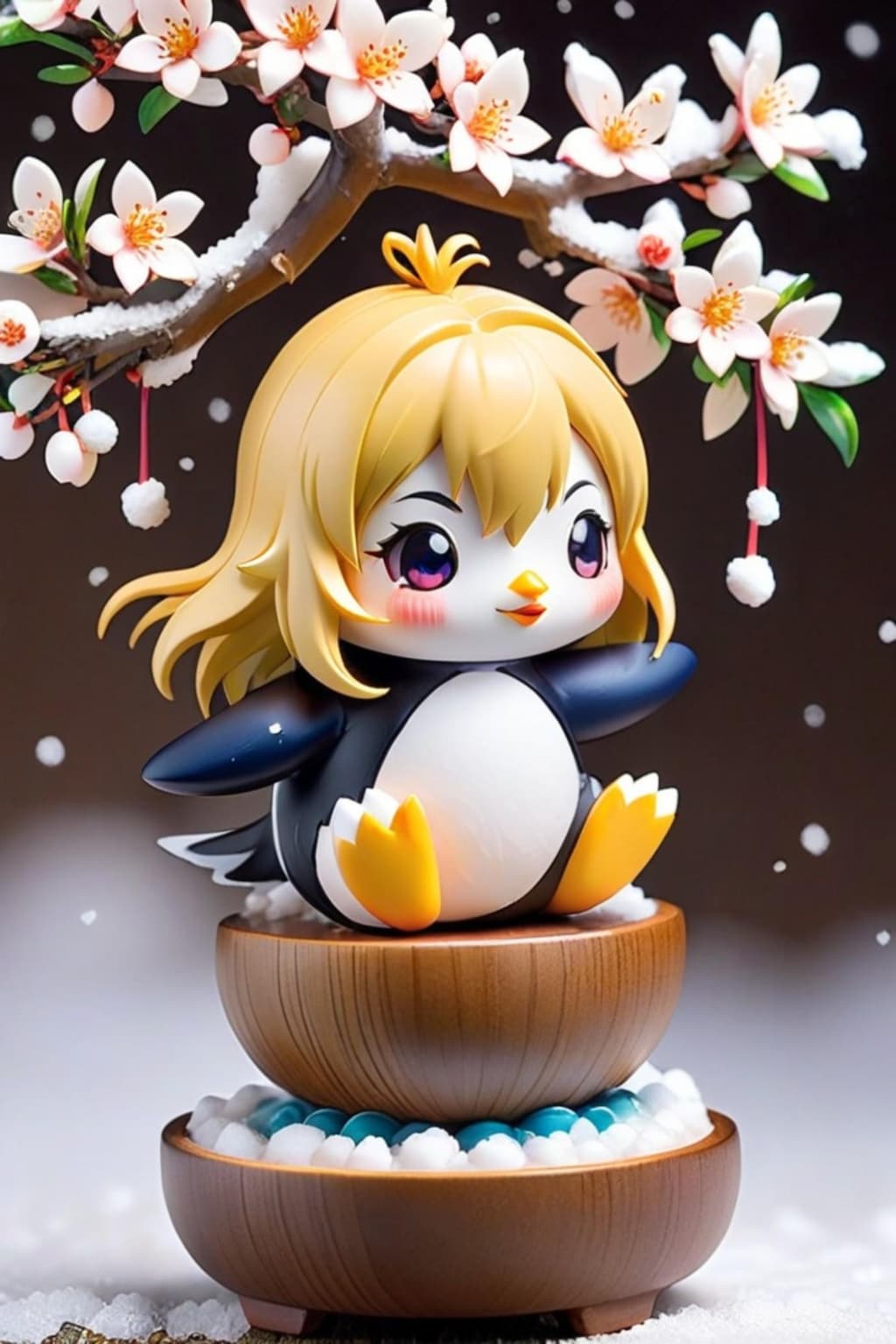 盆栽とペンギンガールちゃん