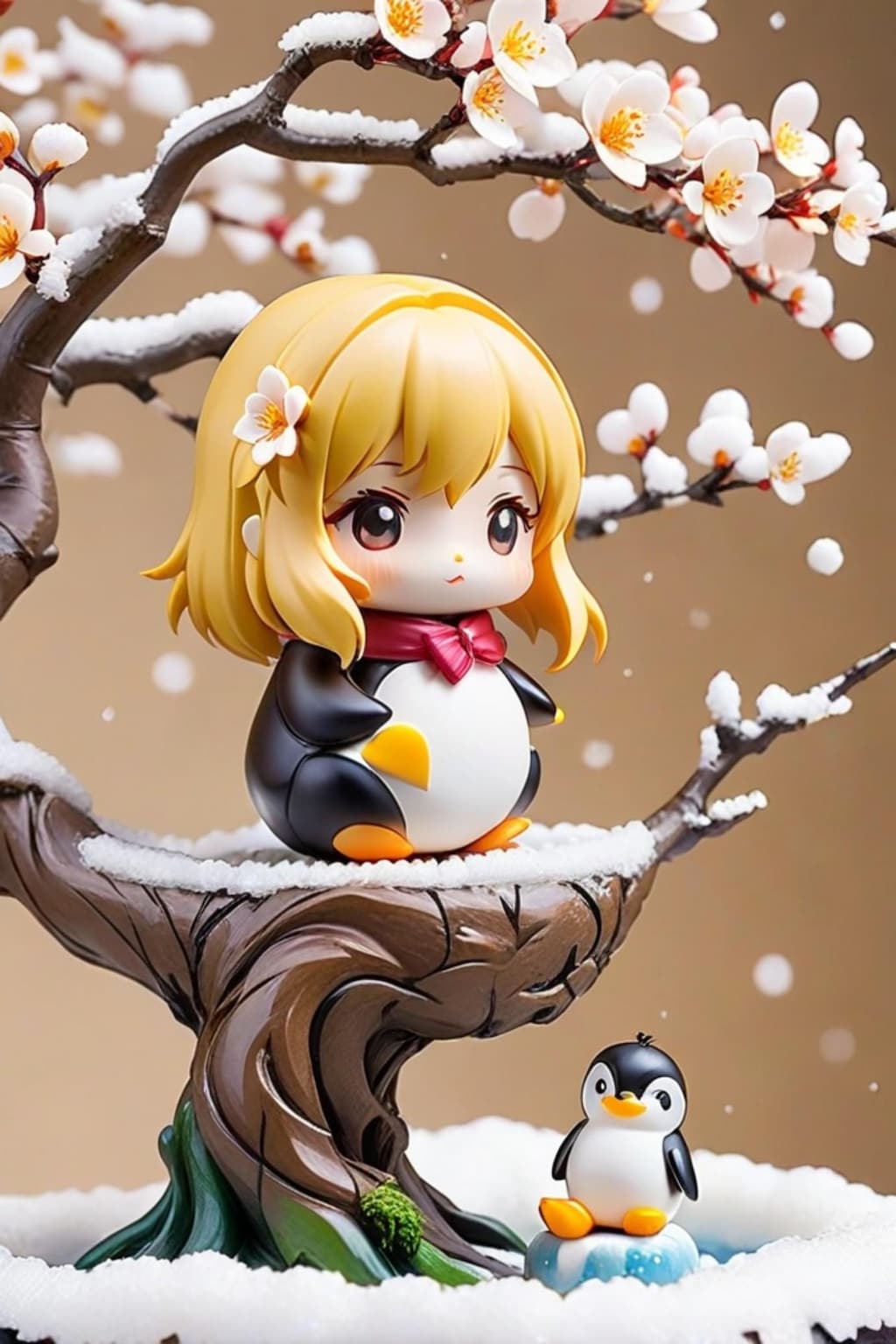 盆栽とペンギンガールちゃん