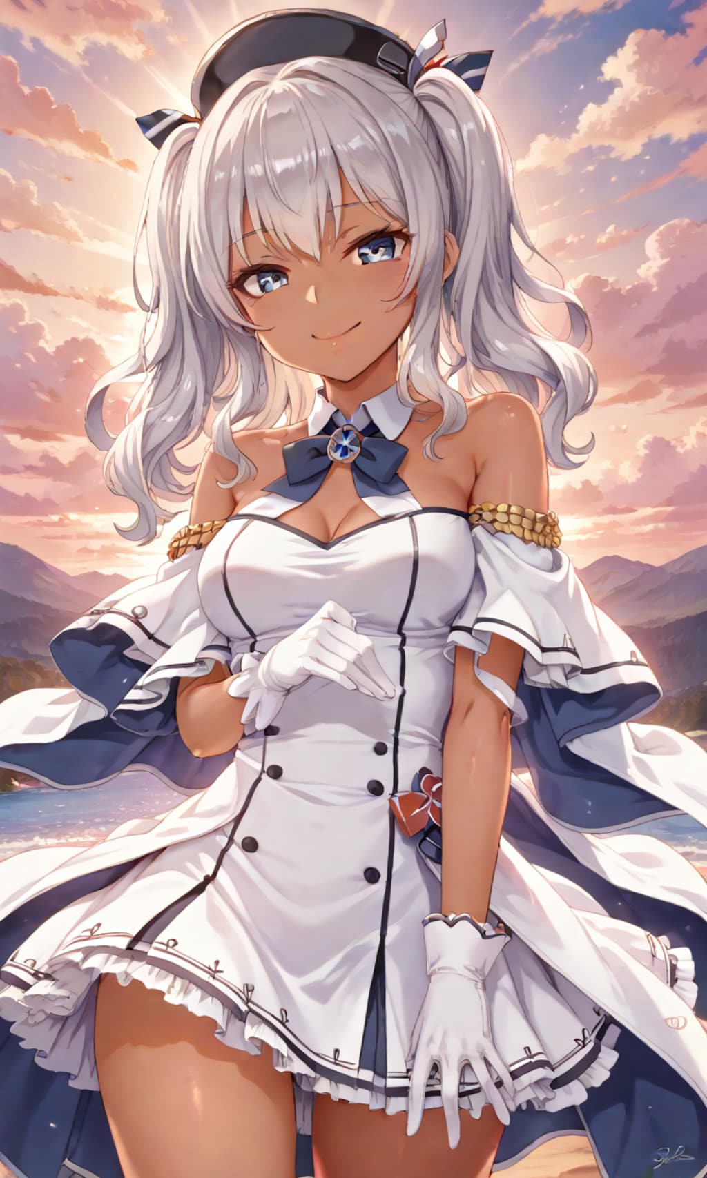 銀髪ツインテール美女5