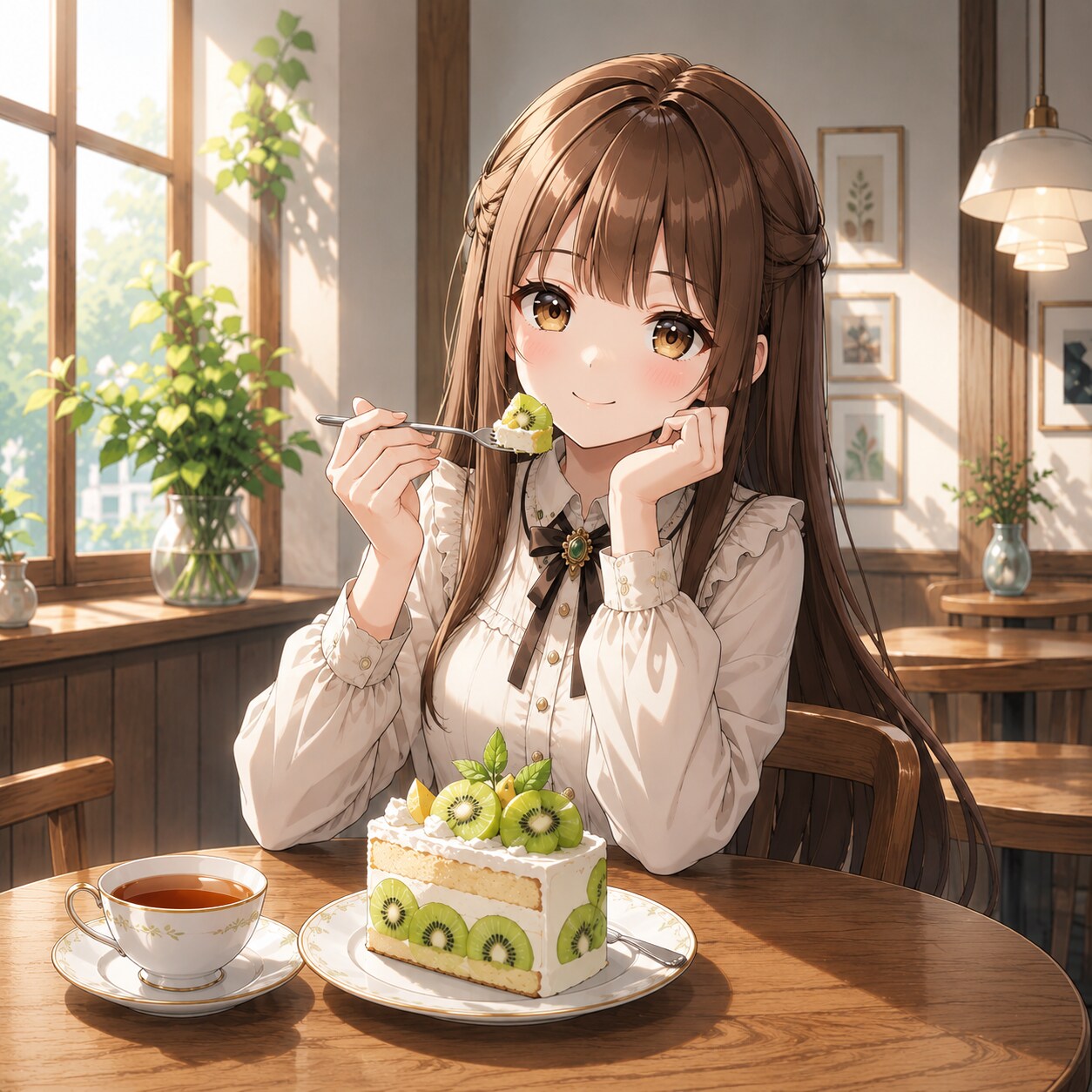 キウイフルーツのケーキ、甘酸っぱくって美味しい！ | の人気AIイラスト・グラビア