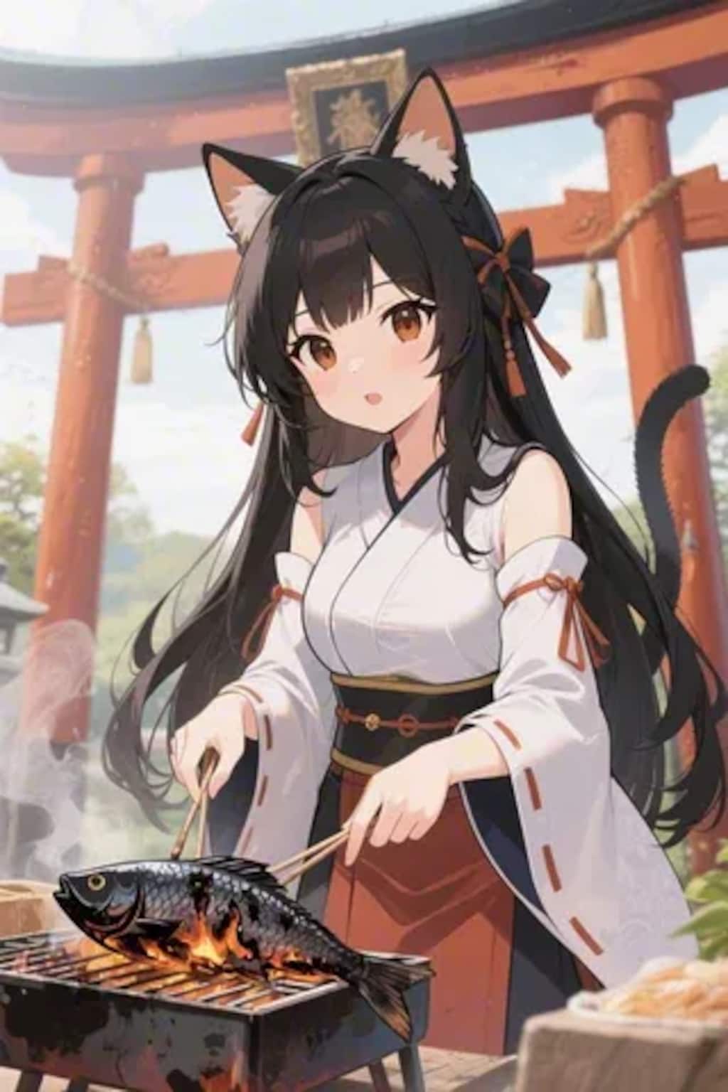 おさかにゃを焼くさくらちゃん