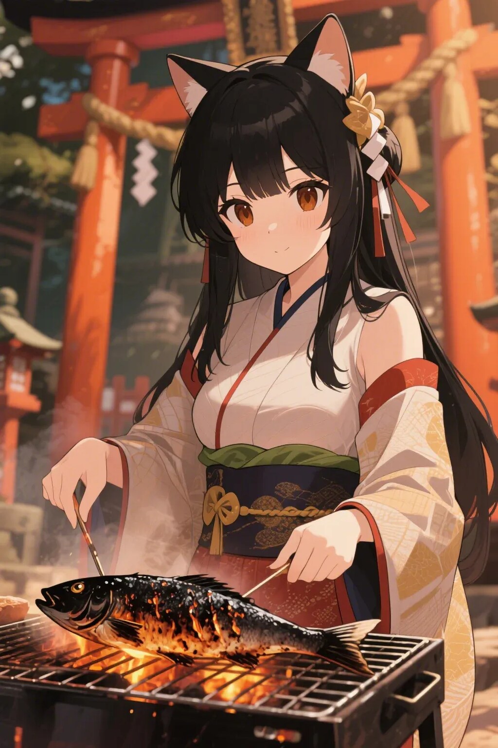 おさかにゃを焼くさくらちゃん