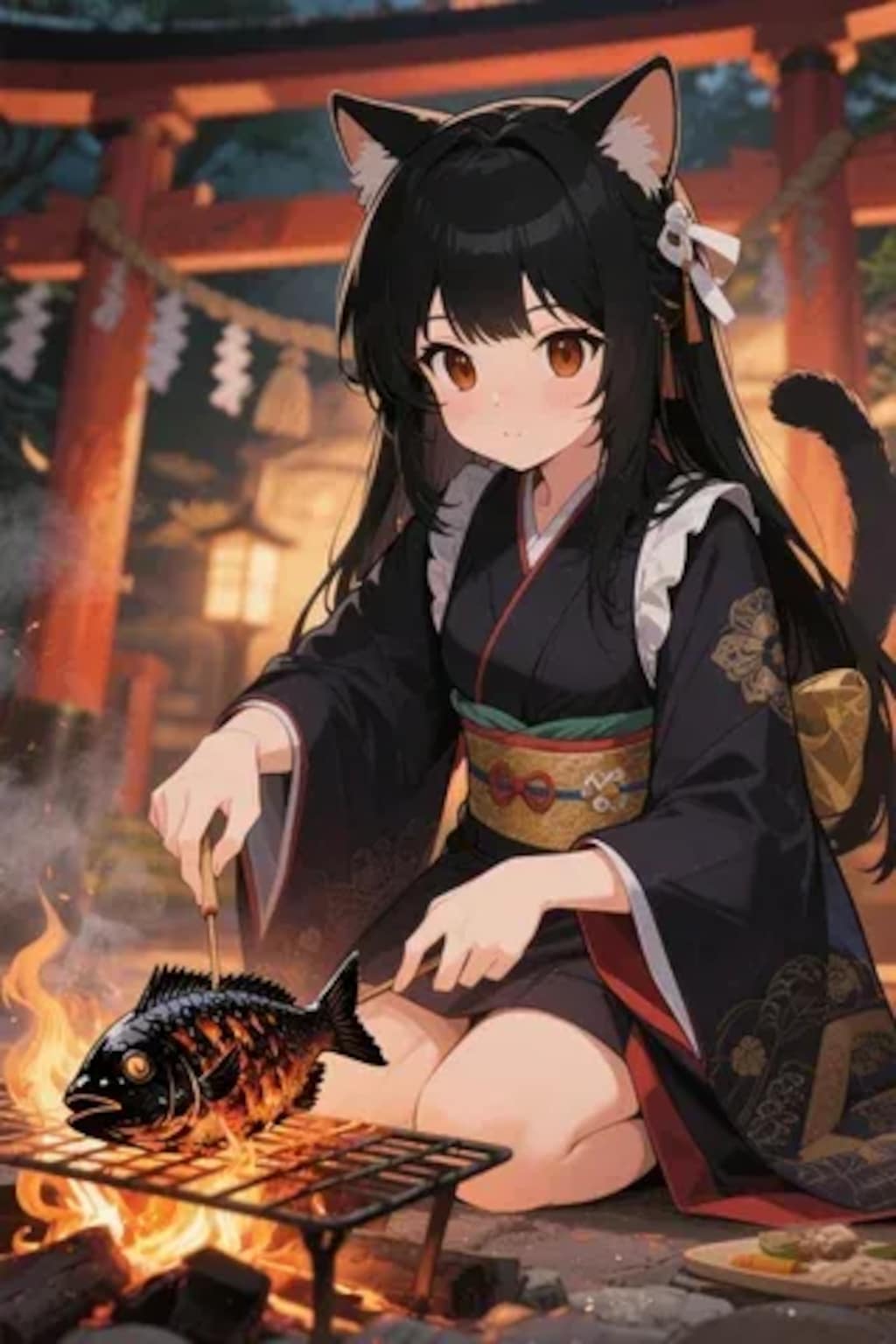 おさかにゃを焼くさくらちゃん