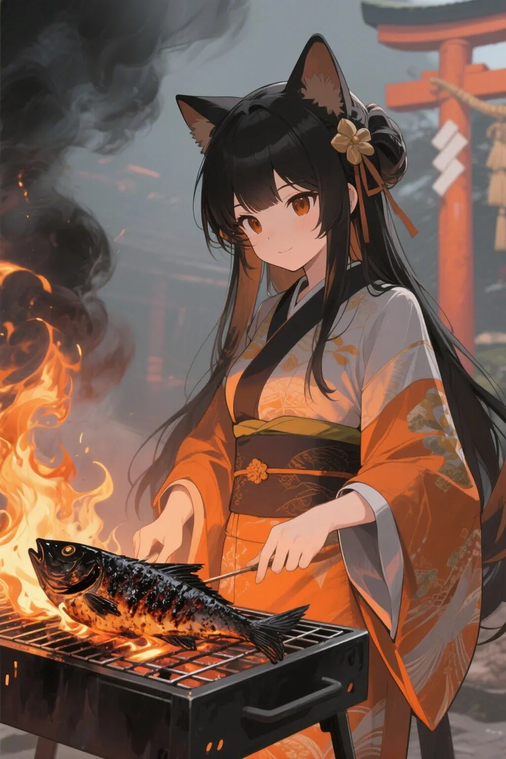 おさかにゃを焼くさくらちゃん