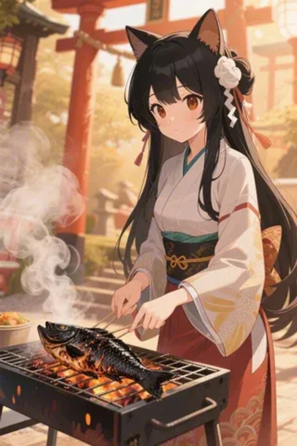 おさかにゃを焼くさくらちゃん