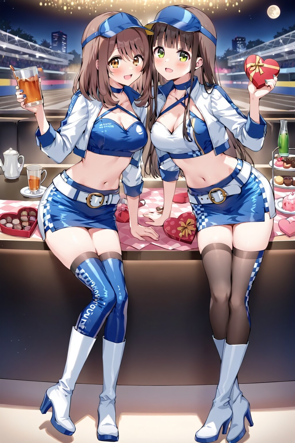 レースクイーン衣装の心実と千夜