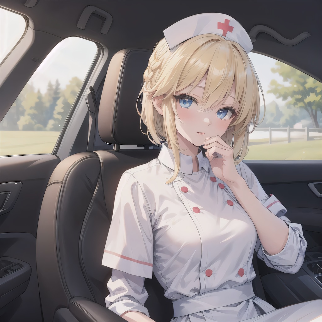 金髪ボブで車内の少女