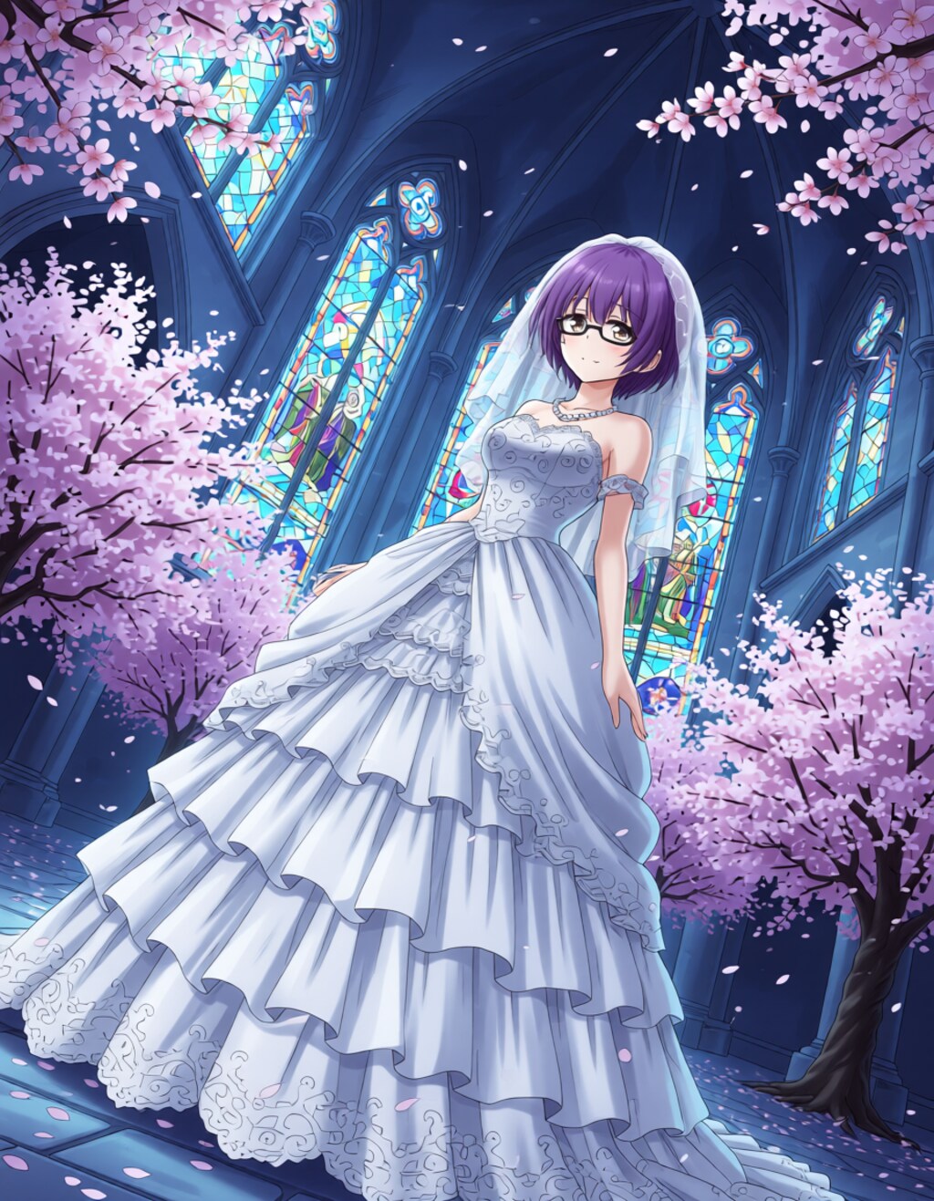 夜。聖堂。桜