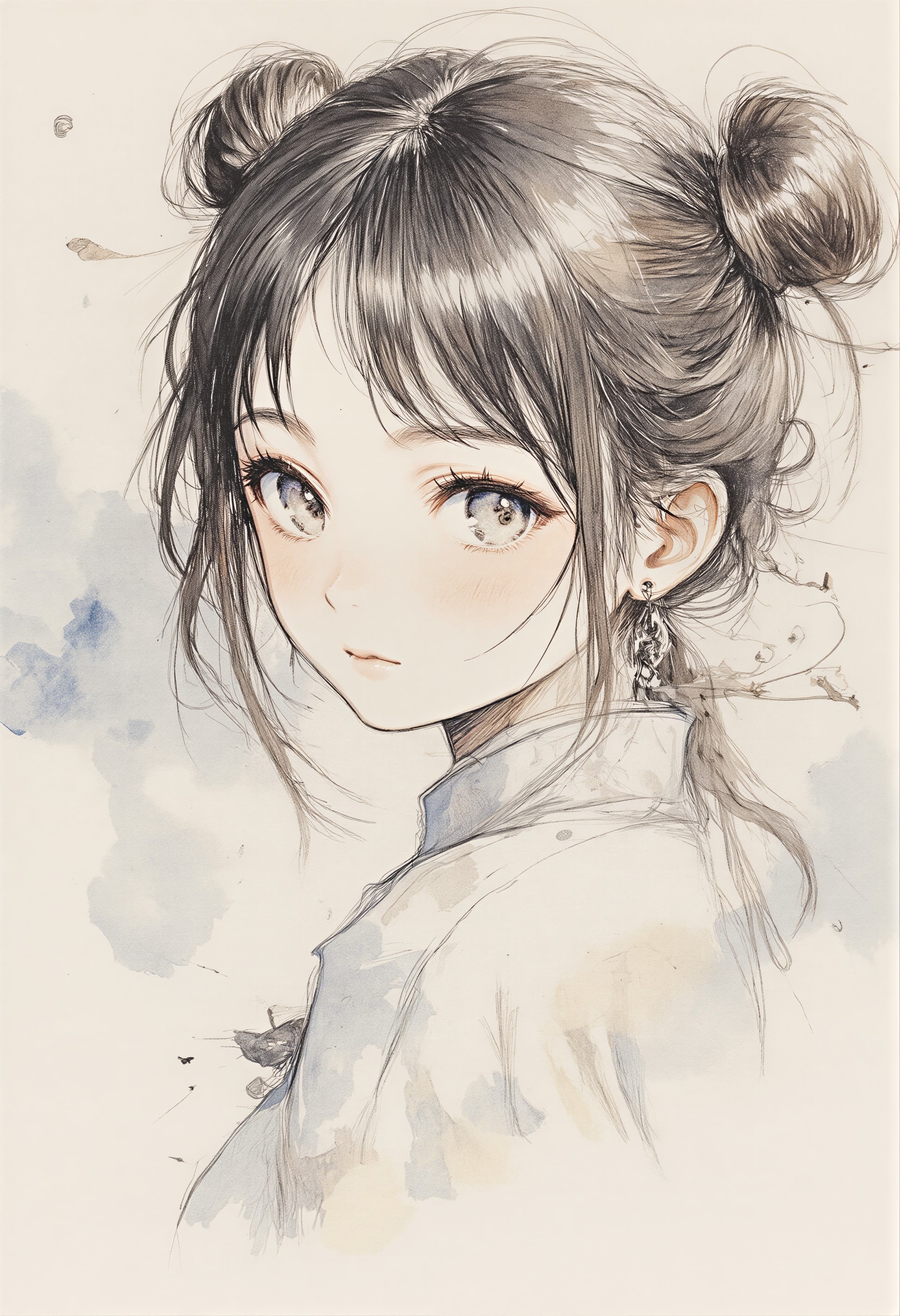お団子ヘアの女の子