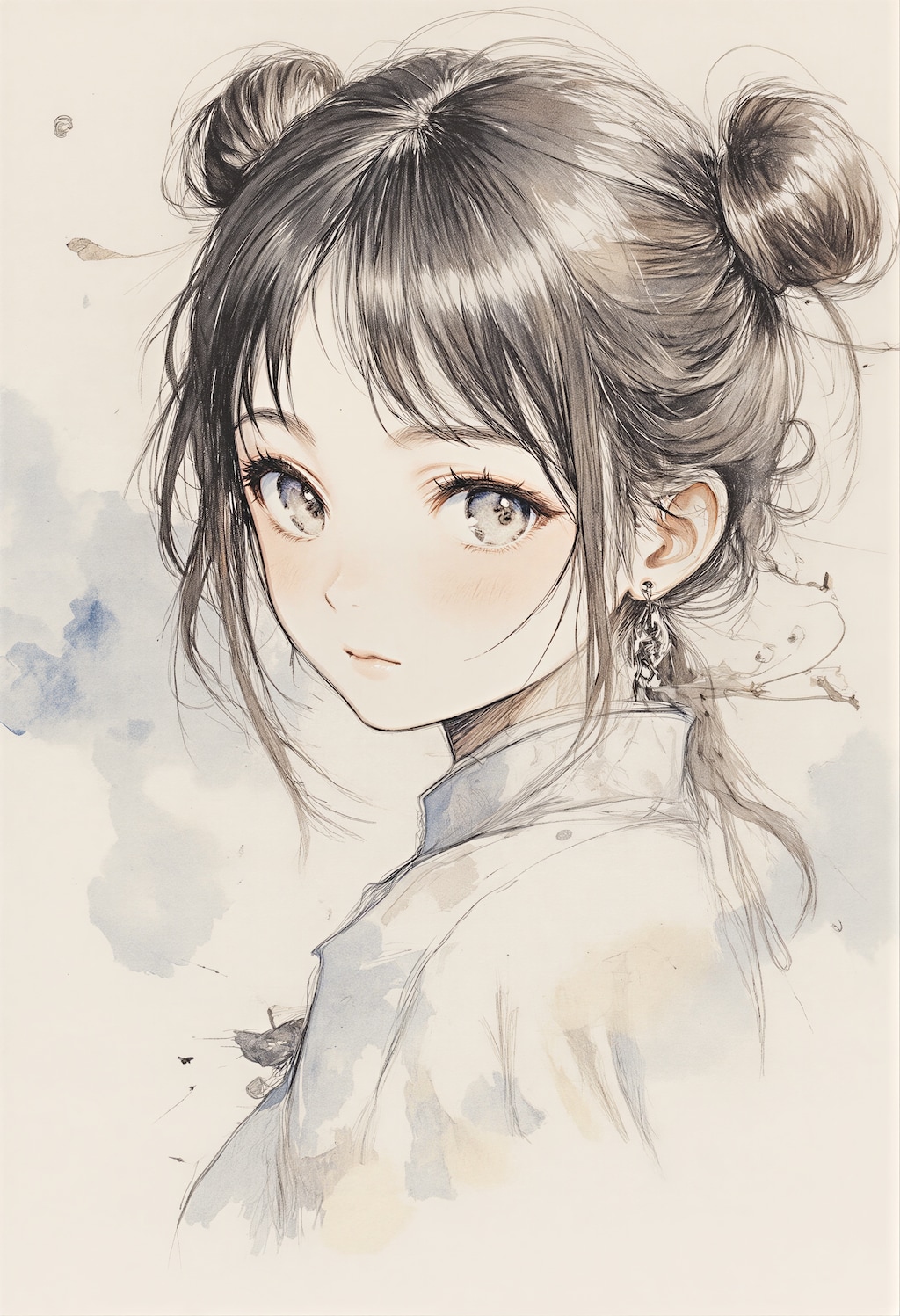 お団子ヘアの女の子