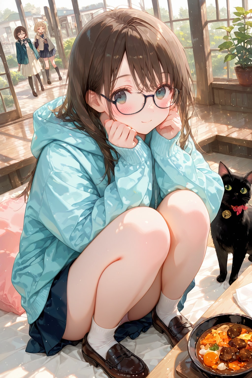 眼鏡っ娘と黒猫 | の人気AIイラスト・グラビア