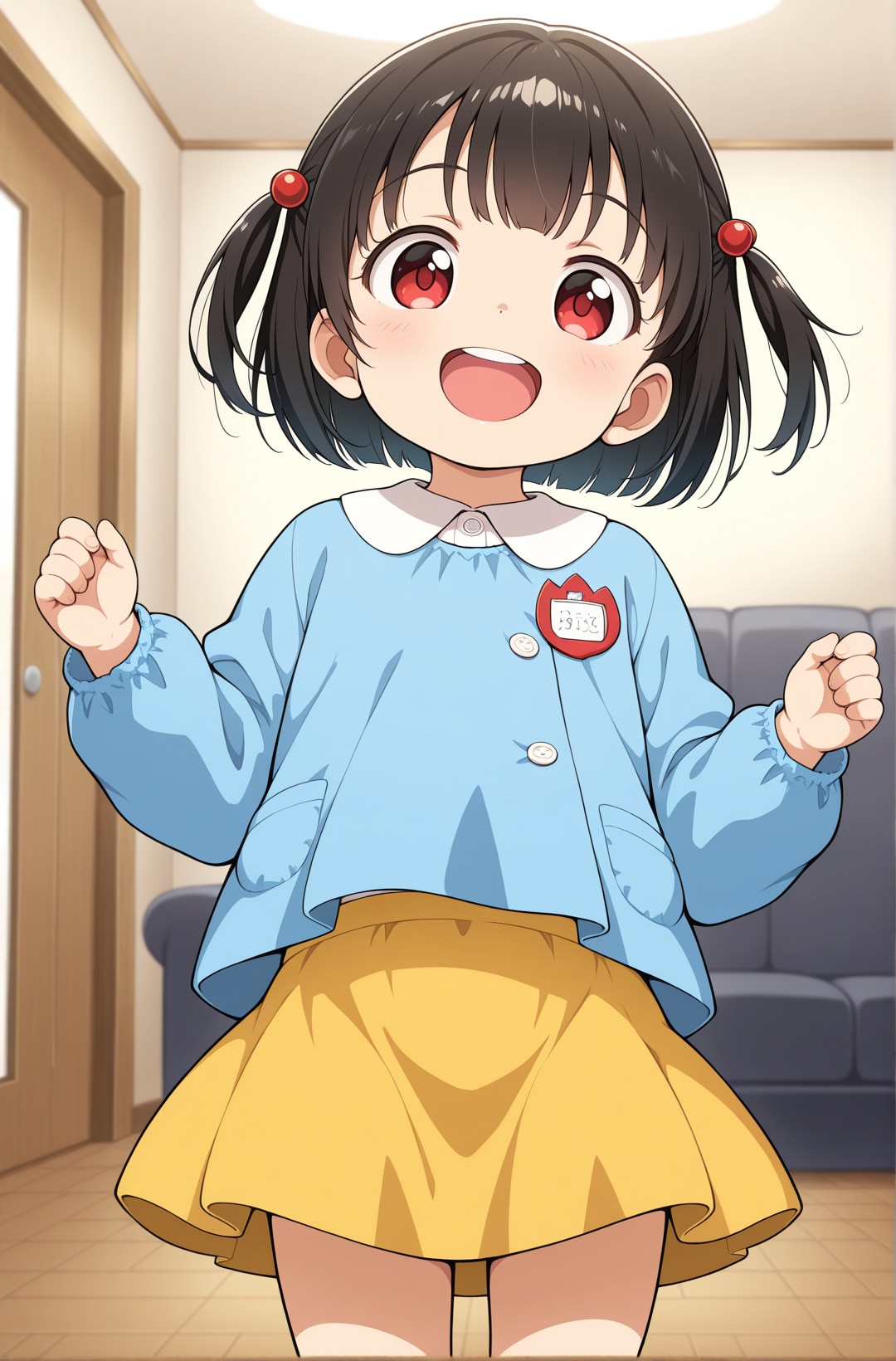 toddlercon,kindergarten_uniform_smog,yellow skirt,:d, | の人気AIイラスト・グラビア