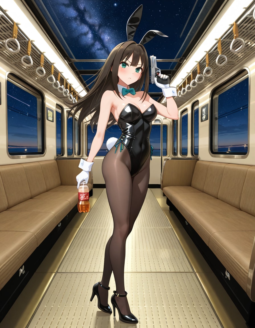 バニーガールしぶりんと列車内で。