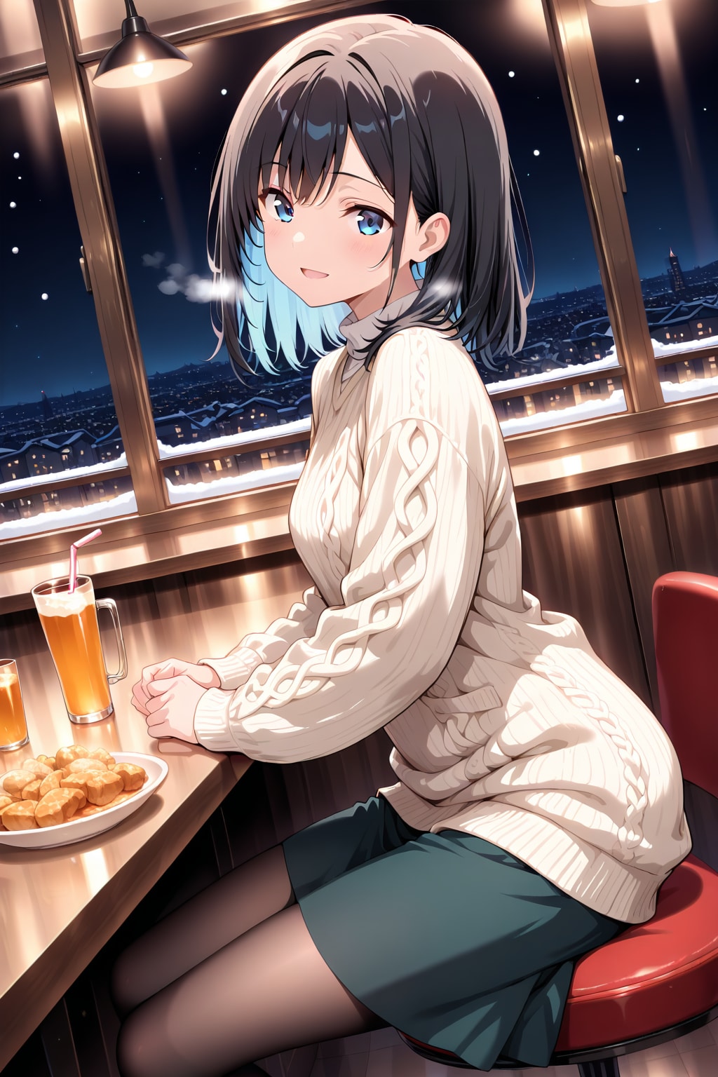 夜景の見えるレストラン | の人気AIイラスト・グラビア