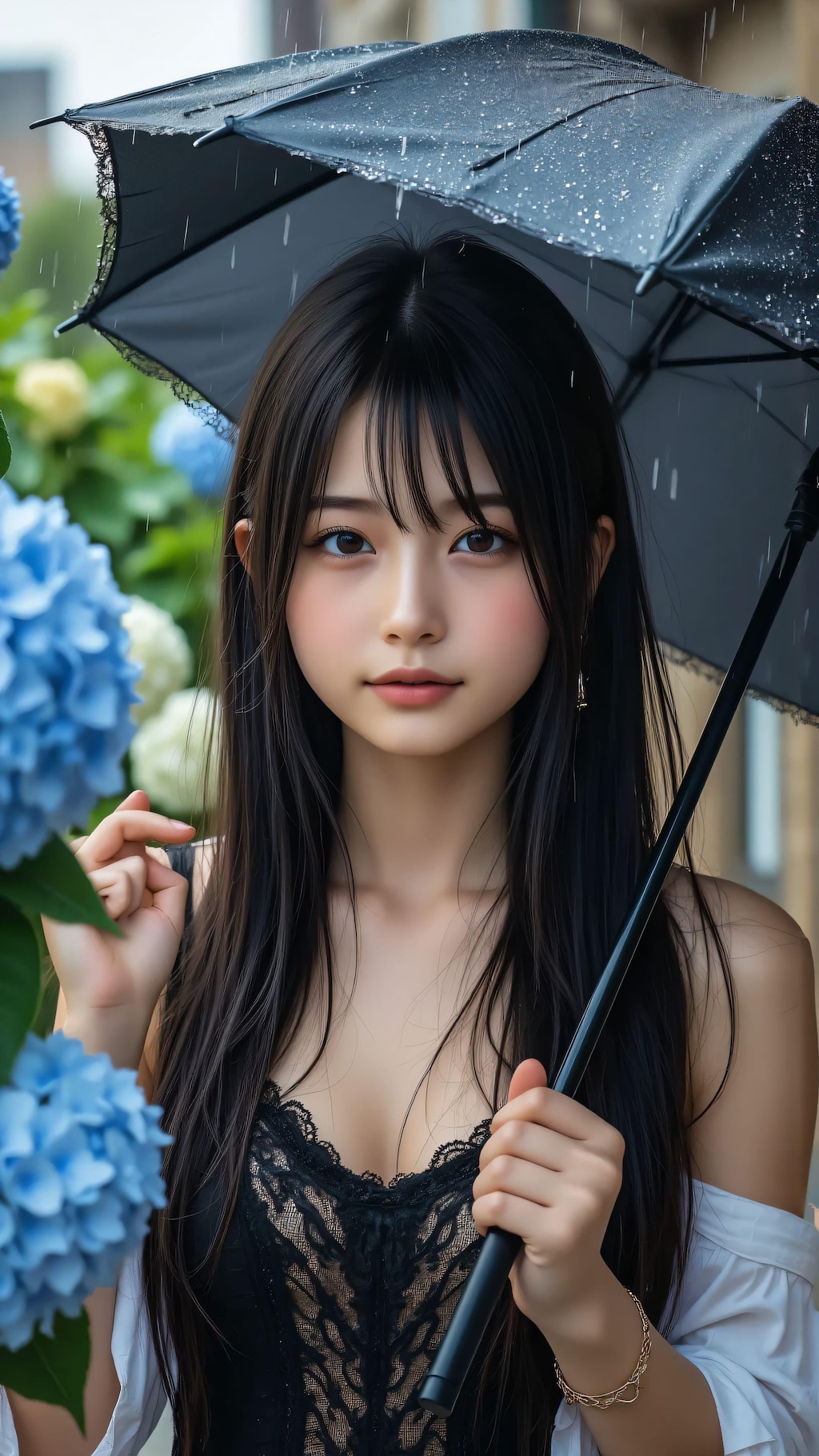 雨と紫陽花（FLUX）