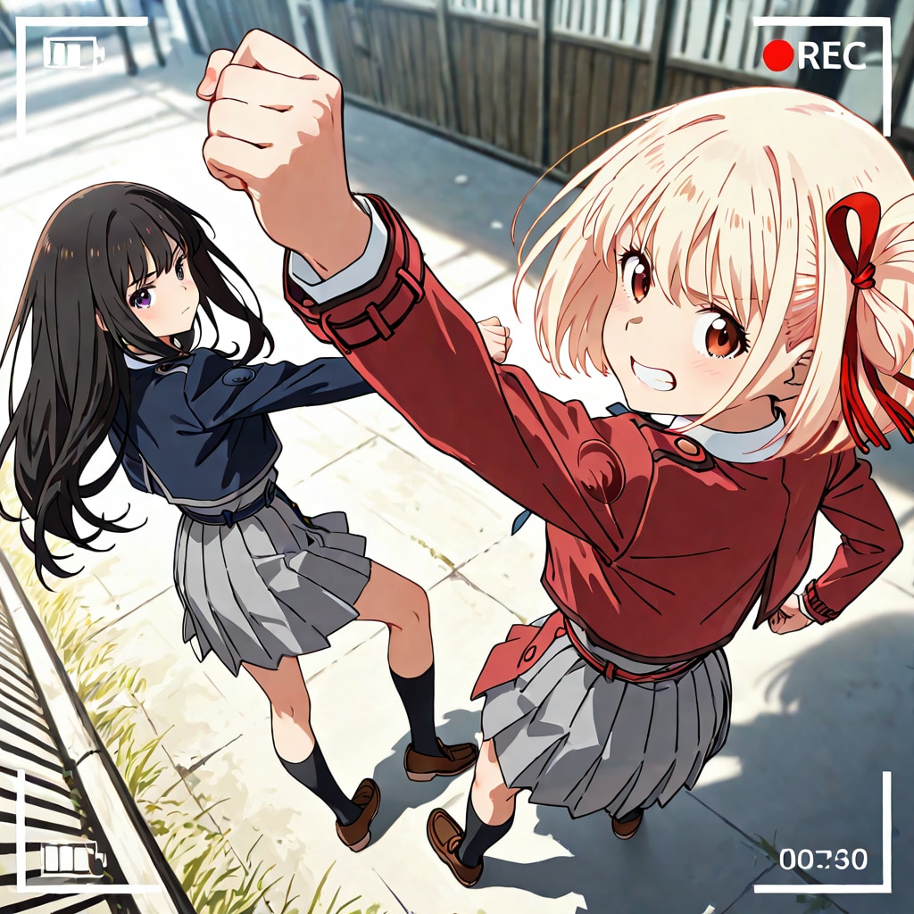 最近リコリスリコイルを最初から視聴したらオープニングワンシーンを完全再現したくなったけど難しかった件……萎え | の人気AIイラスト・グラビア