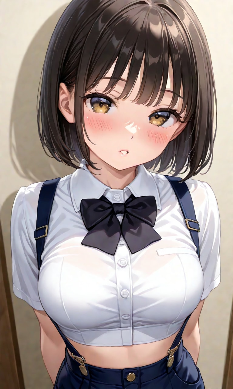 黒髪ショートサスペンダー