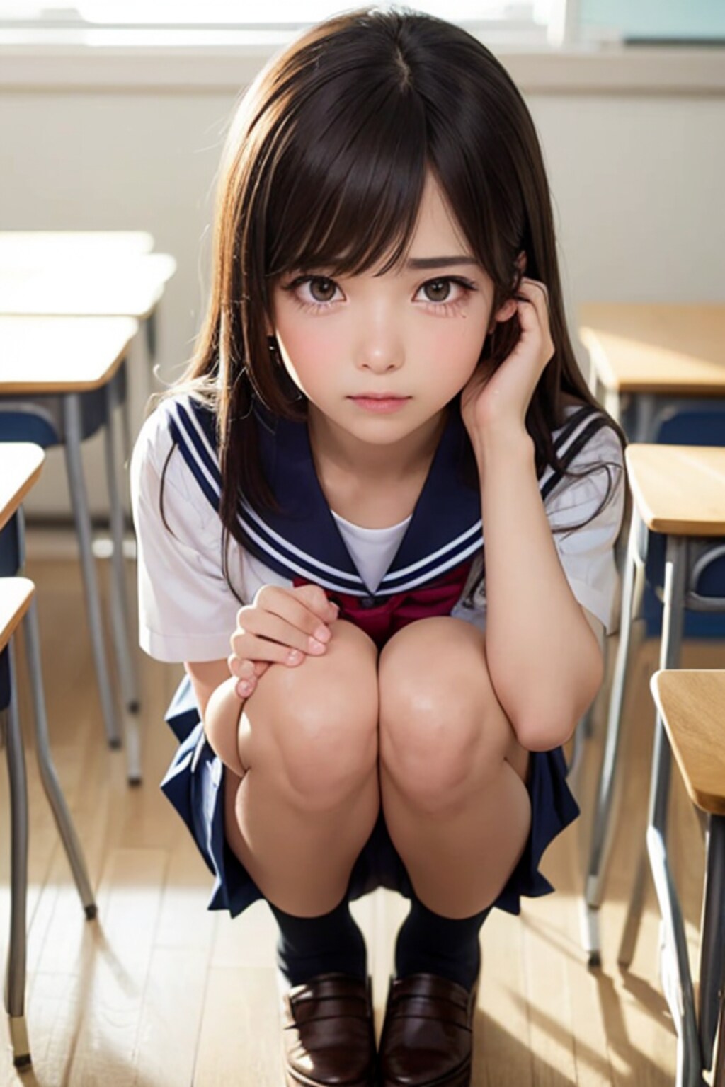 かわいい女子校生　涙