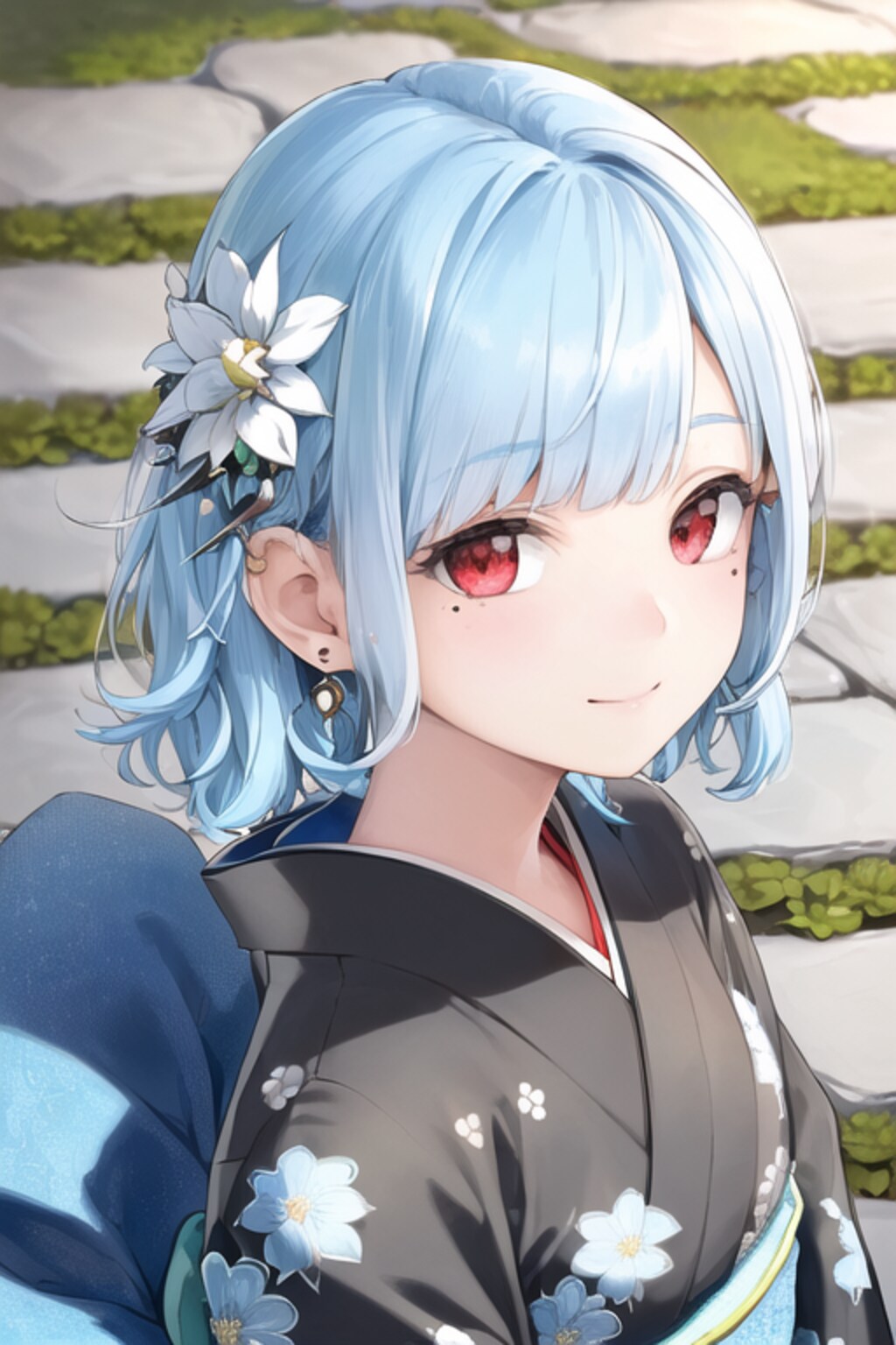 涙ぼくろの着物少女