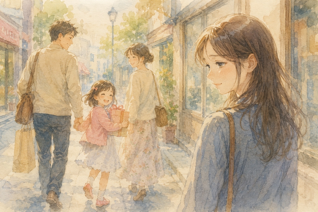 街の親子連れ