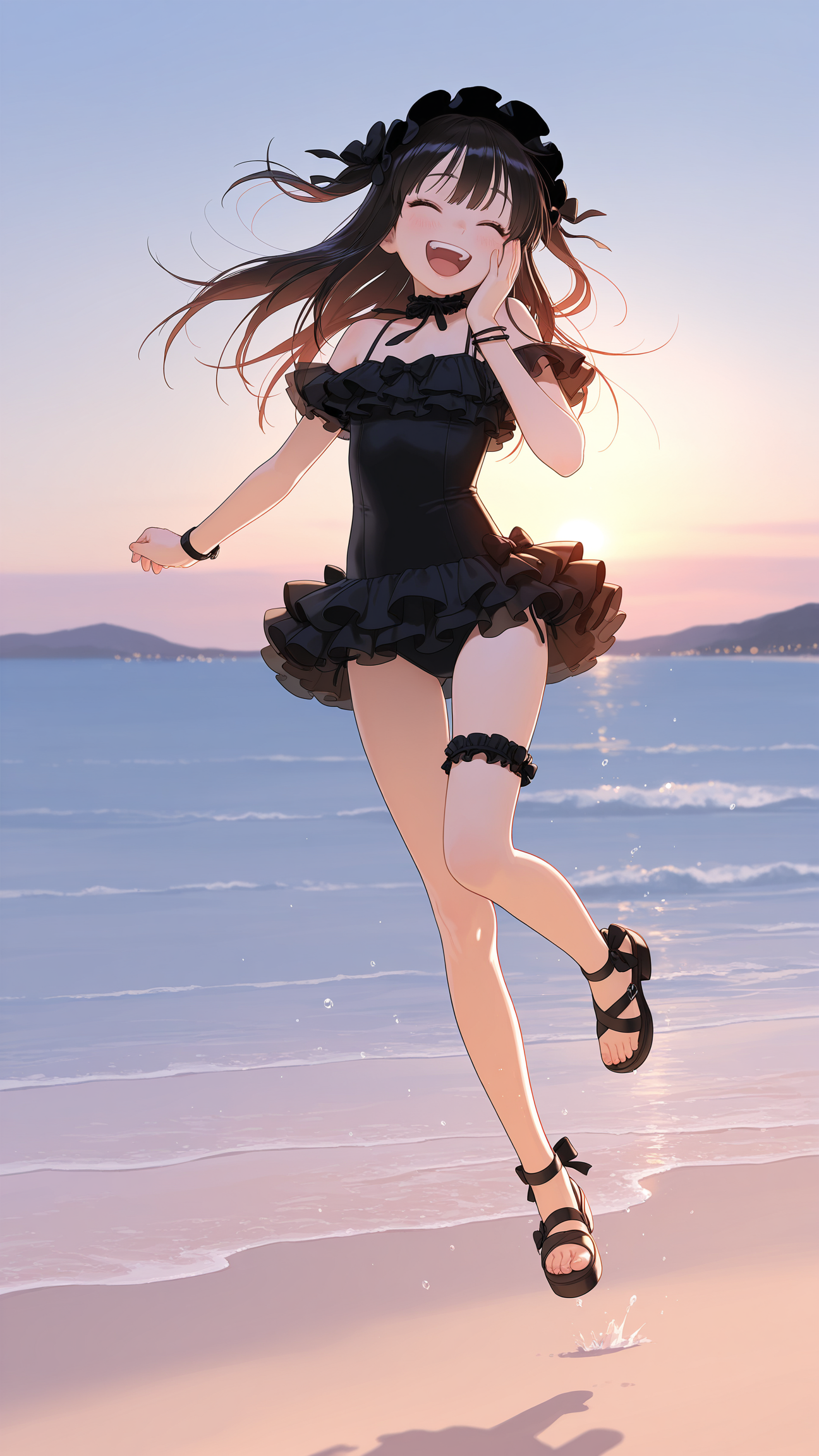 ゴスロリ風水着の女の子のバカンス