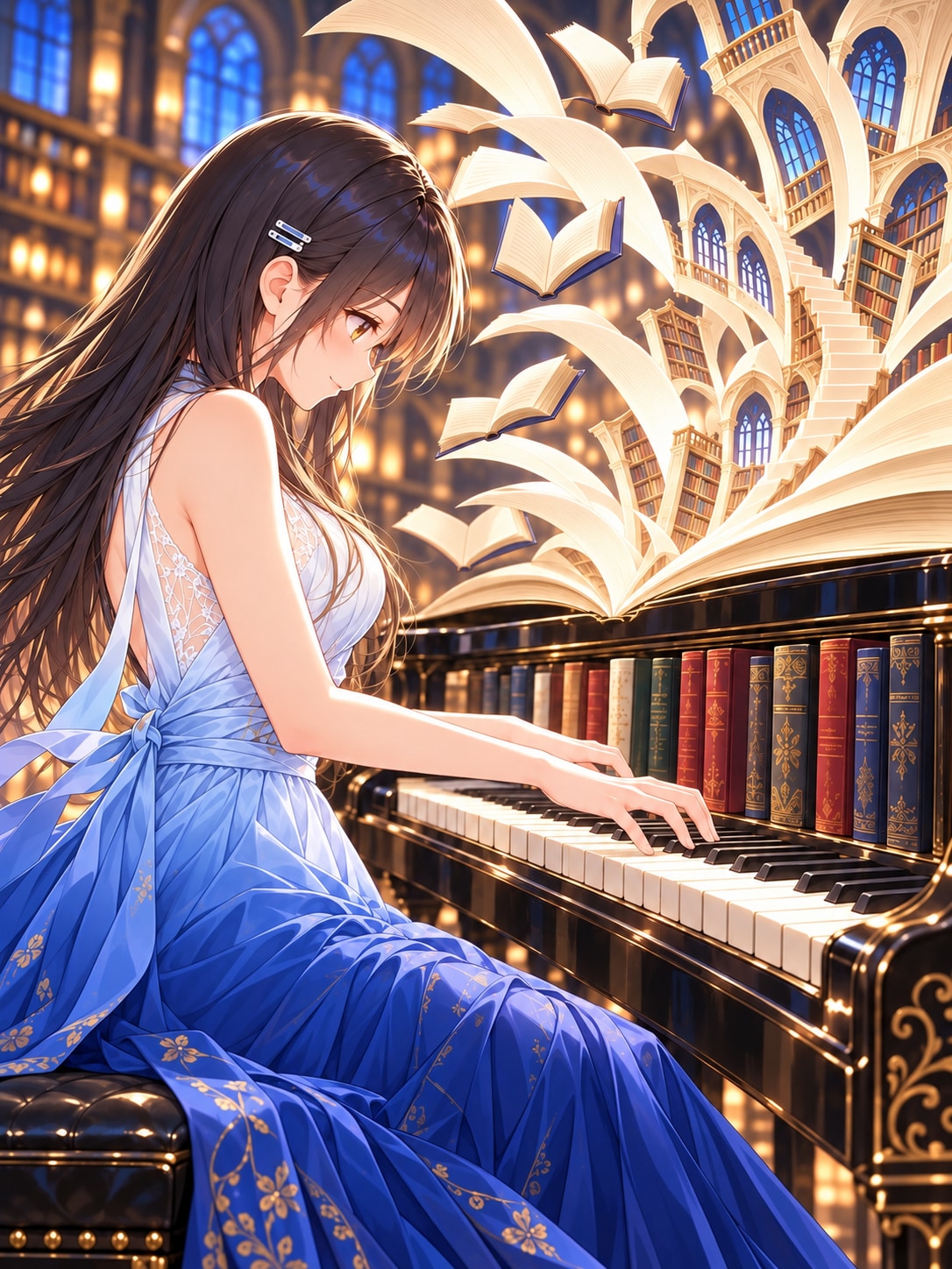 弾ける図書館 | の人気AIイラスト・グラビア