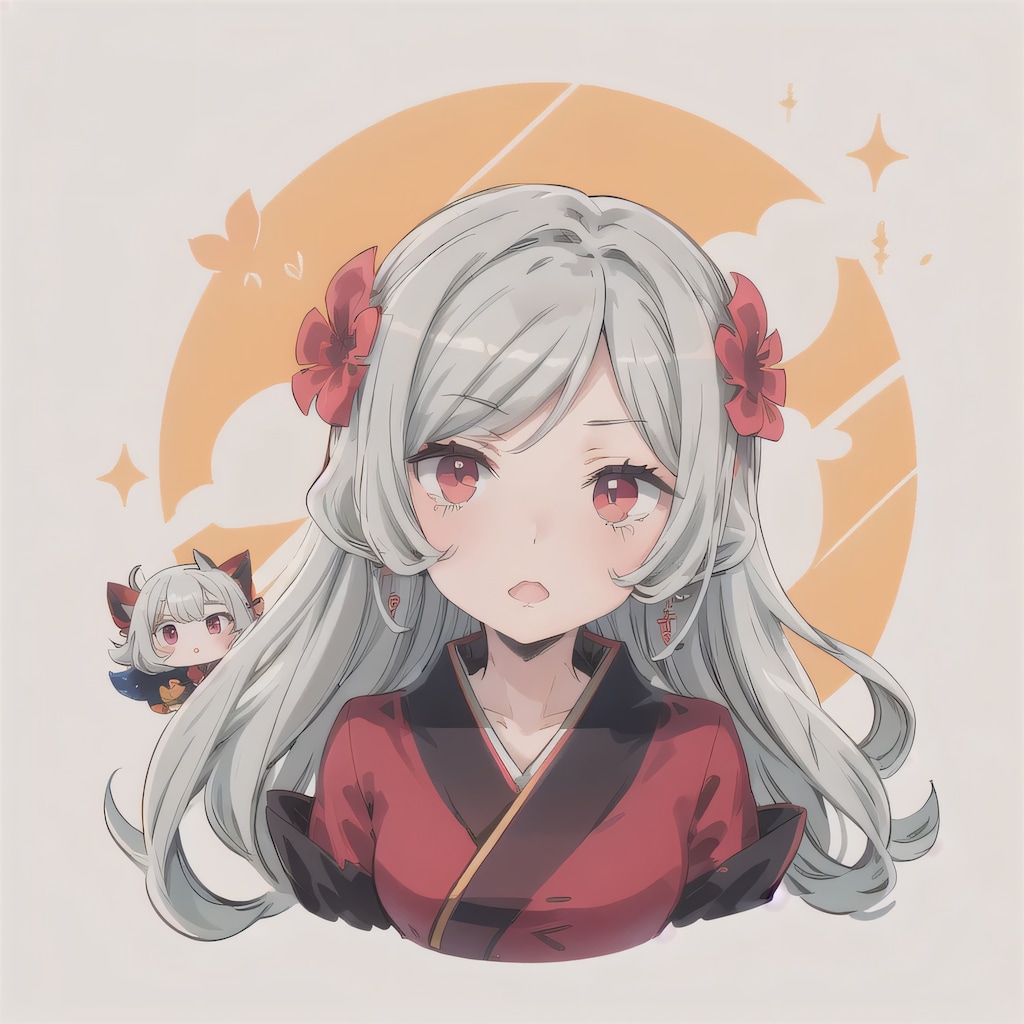 灰髪ロングのミニキャラ